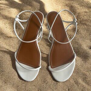 STAUD White Leather Minimalist Sandals Size 41
